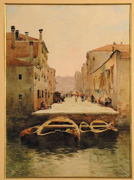 Aurelio Craffonara : Calle e barcone a Venezia  - Asta Dipinti del XIX-XX secolo - Associazione Nazionale - Case d'Asta italiane