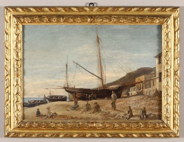 Scuola italiana del XIX secolo Scena di cantiere navale  - Asta Dipinti del XIX-XX secolo - Associazione Nazionale - Case d'Asta italiane