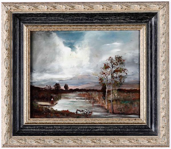 T. Forti : Paesaggio lacustre con figure  - Asta Dipinti del XIX-XX secolo - Associazione Nazionale - Case d'Asta italiane