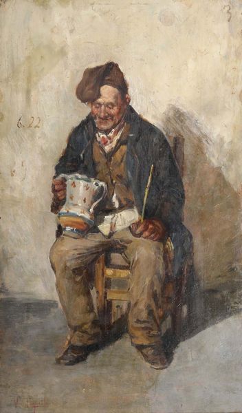 Vincenzo Caprile, Attribuito a : Figura di vecchio in bottega  - Asta Dipinti del XIX-XX secolo - Associazione Nazionale - Case d'Asta italiane