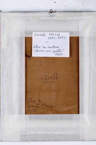 Donato Frisia : Uomo con gallo  - Asta Dipinti del XIX-XX secolo - Associazione Nazionale - Case d'Asta italiane