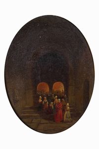 Pittore del XIX secolo Scena d'interno  - Asta Dipinti del XIX-XX secolo - Associazione Nazionale - Case d'Asta italiane