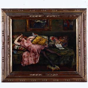 Cipriano Mannucci - Fanciulla sul divano con ragnatele