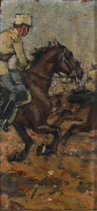 Luigi Gioli : Soldato a cavallo  - Asta Dipinti del XIX-XX secolo - Associazione Nazionale - Case d'Asta italiane