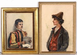 Filippo Mola : Due ritratti maschili  - Asta Dipinti del XIX-XX secolo - Associazione Nazionale - Case d'Asta italiane