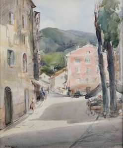 Arturo De Luca - Piazza assolata a Torriglia