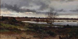 Pietro Barucci : Coppia di paesaggi lacustri  - Asta Dipinti del XIX-XX secolo - Associazione Nazionale - Case d'Asta italiane