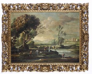 Anonimo del XX secolo Paesaggio con figure  - Asta Dipinti del XIX-XX secolo - Associazione Nazionale - Case d'Asta italiane