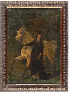 Anonimo del XIX-XX secolo Figura con cavallo  - Asta Dipinti del XIX-XX secolo - Associazione Nazionale - Case d'Asta italiane