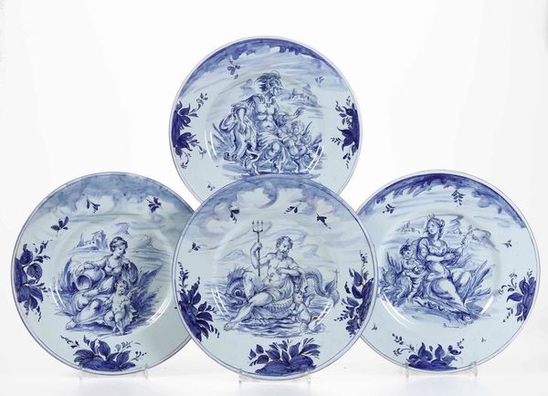 Quattro piatti<BR>Albisola, Manifattura Giuseppe Mazzotti, primi decenni del �900  - Asta Ceramiche - Associazione Nazionale - Case d'Asta italiane