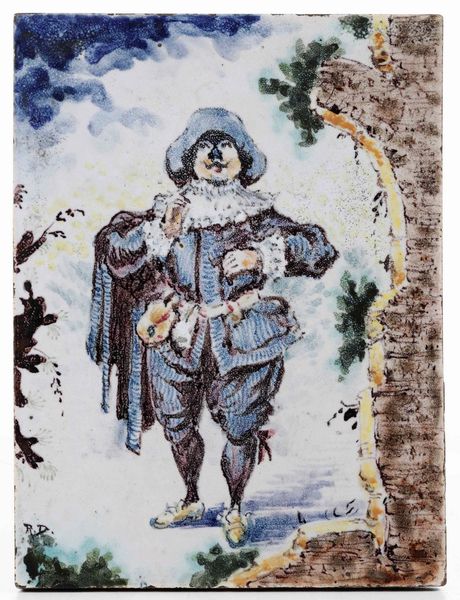 Mattonella con maschera della commedia dell�arte<BR>Albisola, Dario Ravano (1876-1961), XX secolo  - Asta Ceramiche - Associazione Nazionale - Case d'Asta italiane