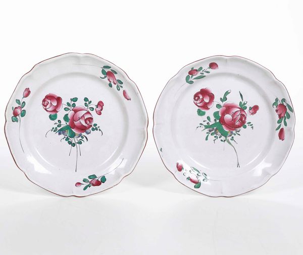 Coppia di piatti<BR>Francia dell'est, verso la fine del XVIII secolo  - Asta Ceramiche - Associazione Nazionale - Case d'Asta italiane