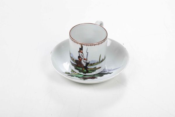 Una tazza e un piattino<BR>Nove. Manifattura Antonibon-Parolin, 1798 circa  - Asta Ceramiche - Associazione Nazionale - Case d'Asta italiane