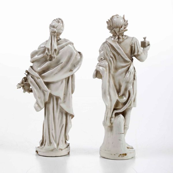 Coppia di figurine.<BR>Probabilmente veneto, fine XVIII inizio XX secolo  - Asta Ceramiche - Associazione Nazionale - Case d'Asta italiane