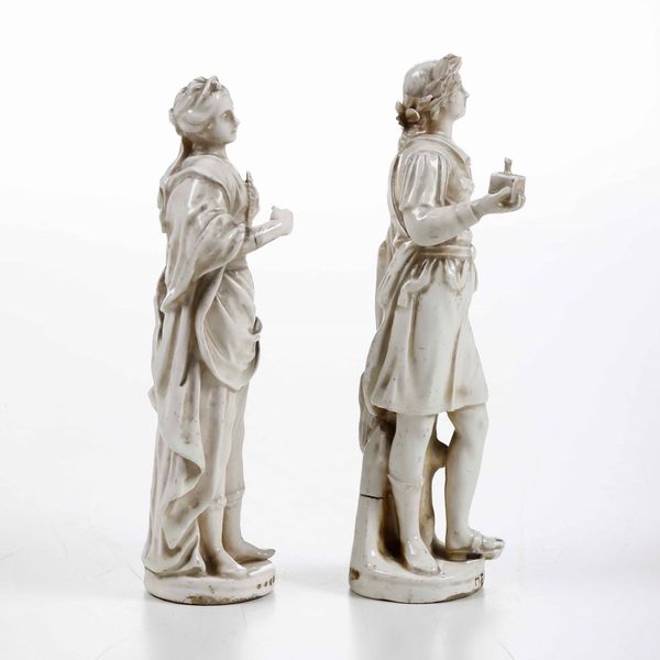Coppia di figurine.<BR>Probabilmente veneto, fine XVIII inizio XX secolo  - Asta Ceramiche - Associazione Nazionale - Case d'Asta italiane