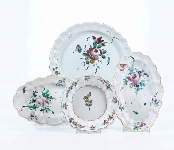 Quattro piatti<BR>Italia Settentrionale, seconda met del XVIII secolo  - Asta Ceramiche - Associazione Nazionale - Case d'Asta italiane