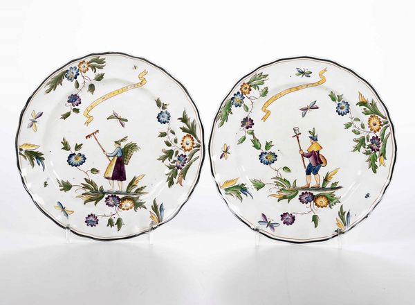 Coppia di piatti dal servizio  Ermione di Gio Ponti <BR>Milano, Manifattura San Cristoforo Richard-Ginori, anni 30 del Novecento  - Asta Ceramiche - Associazione Nazionale - Case d'Asta italiane