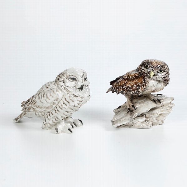 Due figurine di civetta<BR>Monza, Manifattura Tay, seconda met del XX secolo  - Asta Ceramiche - Associazione Nazionale - Case d'Asta italiane