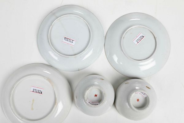 Quattro piattini e due tazze<BR>Nove, XVIII secolo<BR>  - Asta Ceramiche - Associazione Nazionale - Case d'Asta italiane