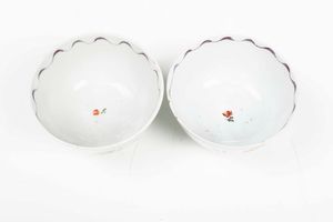 Lotto composto da quattro diverse tazze e cinque piattini<BR>In prevalenza Nove, XVIII secolo  - Asta Ceramiche - Associazione Nazionale - Case d'Asta italiane