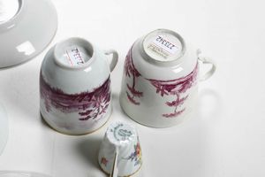 Tre differenti tazze e sei differenti piattini<BR>XVIII e XX secolo  - Asta Ceramiche - Associazione Nazionale - Case d'Asta italiane