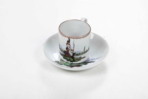 Una tazza e un piattino<BR>Nove. Manifattura Antonibon-Parolin, 1798 circa  - Asta Ceramiche - Associazione Nazionale - Case d'Asta italiane