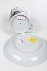 Una tazza e un piattino<BR>Nove. Manifattura Antonibon-Parolin, 1798 circa  - Asta Ceramiche - Associazione Nazionale - Case d'Asta italiane