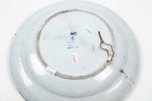 Coppia di piatti a penna di pavone<BR>Olanda, Delft, XVIII secolo  - Asta Ceramiche - Associazione Nazionale - Case d'Asta italiane