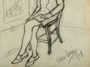 CAVICCHINI ARTURO (1907 - 1942) : Donna seduta,  - Asta Asta 418 | ARTE MODERNA E CONTEMPORANEA Online - Associazione Nazionale - Case d'Asta italiane