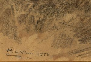 Pompeo Mariani, Attribuito a : Paesaggio con contadina, 1886  - Asta Opere del XIX e XX secolo - Associazione Nazionale - Case d'Asta italiane