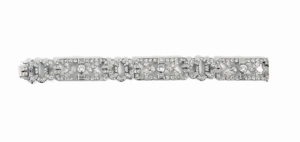 Bracciale con diamanti taglio rotondo e baguette  - Asta Fine Jewels - Associazione Nazionale - Case d'Asta italiane