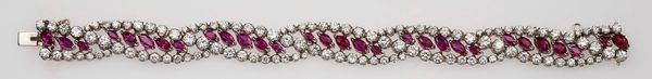 Bracciale con rubini e diamanti taglio brillante  - Asta Fine Jewels - Associazione Nazionale - Case d'Asta italiane