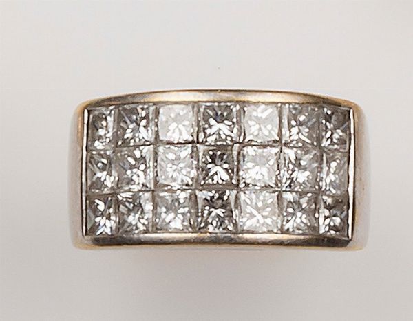 Anello con diamanti taglio carr per ct 3,36 circa  - Asta Fine Jewels - Associazione Nazionale - Case d'Asta italiane