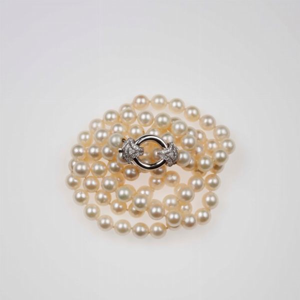 Collana a due fili di perle coltivate  - Asta Fine Jewels - Associazione Nazionale - Case d'Asta italiane