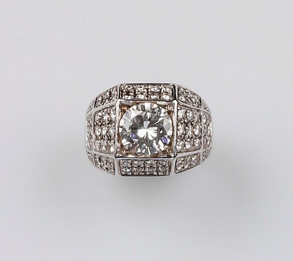 Anello con diamante di ct 1,80 circa  - Asta Fine Jewels - Associazione Nazionale - Case d'Asta italiane