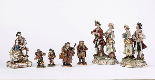 Gruppo di sette sculture in porcellana, manifatture e soggetti diverse  - Asta Arredi  - Associazione Nazionale - Case d'Asta italiane