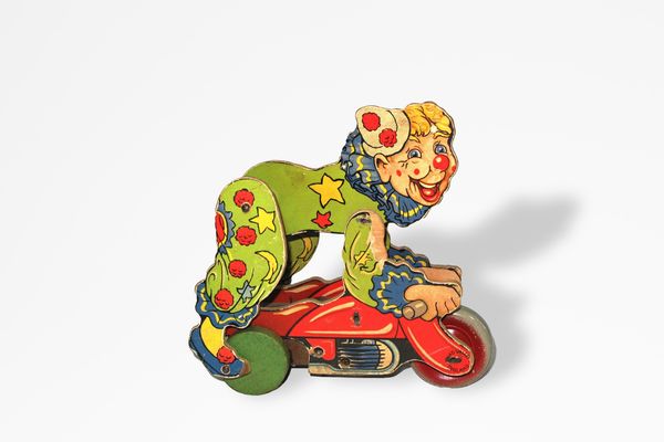 Chad Valley : Pagliaccio su moto  - Asta Giocattoli d'Epoca - Associazione Nazionale - Case d'Asta italiane