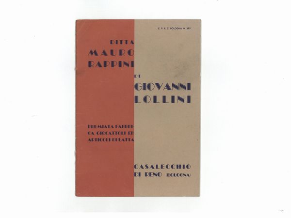 Catalogo Rappini - Premiata Frabbrica Giocattoli ed Articoli di Latta  - Asta Giocattoli d'Epoca - Associazione Nazionale - Case d'Asta italiane