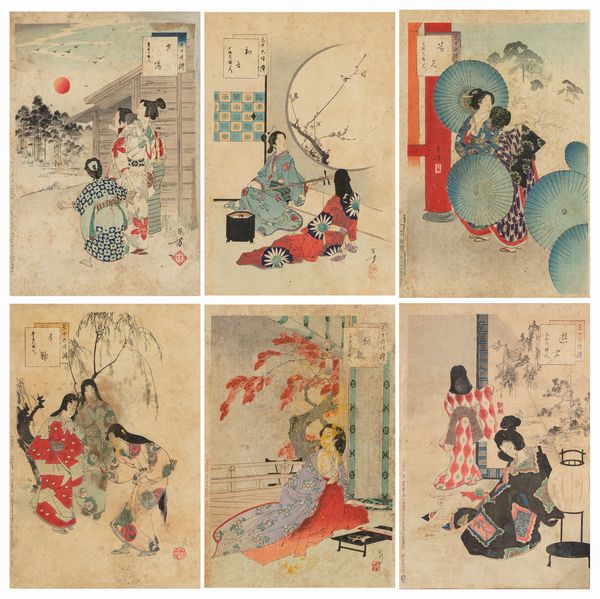 Lotto composto da sei incisioni di scuola Ukuyo-e. Giappone, periodo Meiji (1868-1912)  - Asta Incanti d'Asia - Associazione Nazionale - Case d'Asta italiane
