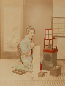 Kimbei Kusakabe, Attribuito a - Senza titolo (Writing a letter)