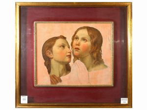 Scuola toscana del XIX secolo - Studio di due volti