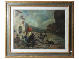 Seve Sospizio - Scena campestre con contadini e armenti