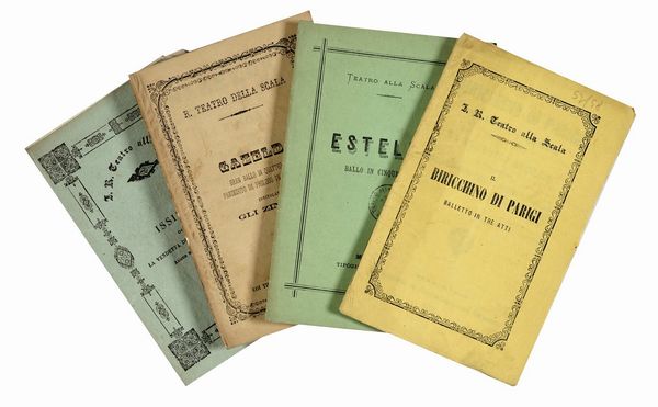 Raccolta di 54 libretti con balletti e azioni mimiche al Teatro alla Scala di Milano.  - Asta Autografi e manoscritti, Futurismo, libri del Novecento e libri d'artista [Parte I] - Associazione Nazionale - Case d'Asta italiane
