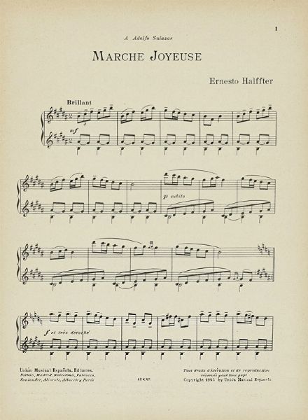 ERNESTO HALFFTER : Marche Joyeuse / 1925. Copertina illustrata da Salvador Dal�.  - Asta Autografi e manoscritti, Futurismo, libri del Novecento e libri d'artista [Parte I] - Associazione Nazionale - Case d'Asta italiane