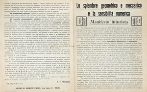 Filippo Tommaso Marinetti - Lo splendore geometrico e meccanico e la sensibilità numerica. Manifesto futurista.