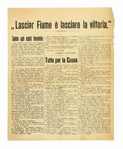 Gabriele D'Annunzio - Lasciar Fiume è lasciare la vittoria. Saluto agli ospiti fiorentini.