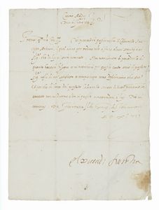 COSIMO I (DE) MEDICI - Lettera con firma autografa - El duca di Florentia - inviata a Roso da Vicchio, capitano della banda del Mugello.