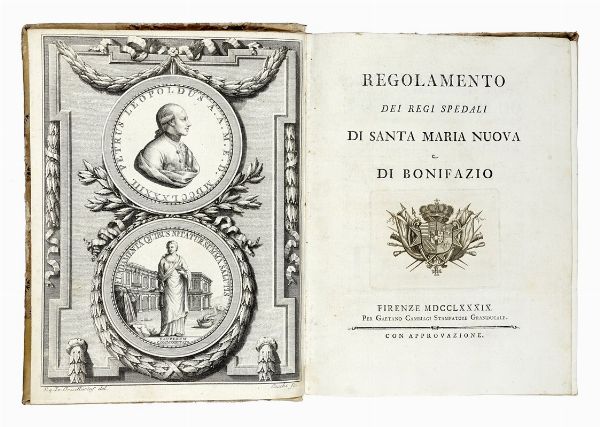 MARCO COVONI GIROLAMI : Regolamento dei regi spedali di Santa Maria Nuova e di Bonifazio.  - Asta Libri a stampa dal XV al XIX secolo [Parte II] - Associazione Nazionale - Case d'Asta italiane