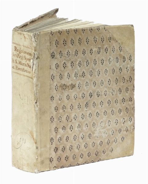 MARCO COVONI GIROLAMI : Regolamento dei regi spedali di Santa Maria Nuova e di Bonifazio.  - Asta Libri a stampa dal XV al XIX secolo [Parte II] - Associazione Nazionale - Case d'Asta italiane