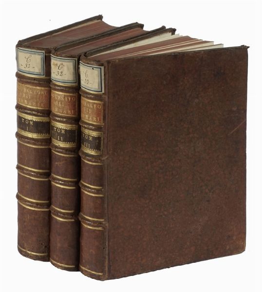JOSEPH TOURNEFORT (DE) PITTON : Institutiones rei herbariae. Editio tertia. Appendicibus aucta ab Antonio De Jussieu [...] Tomus primo [-tertio].  - Asta Libri a stampa dal XV al XIX secolo [Parte II] - Associazione Nazionale - Case d'Asta italiane